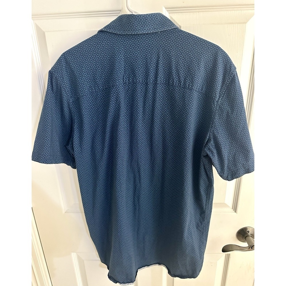 Buttercloth Icy Cotton Men's Short Sleeve Tall L LT Blue Geometric Button-Up - Picture 3 of 10